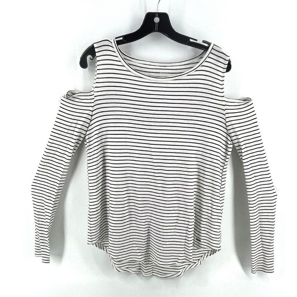 Hollister Must-Have Collection Women's Juniors Striped Open Shoulder Top Medium